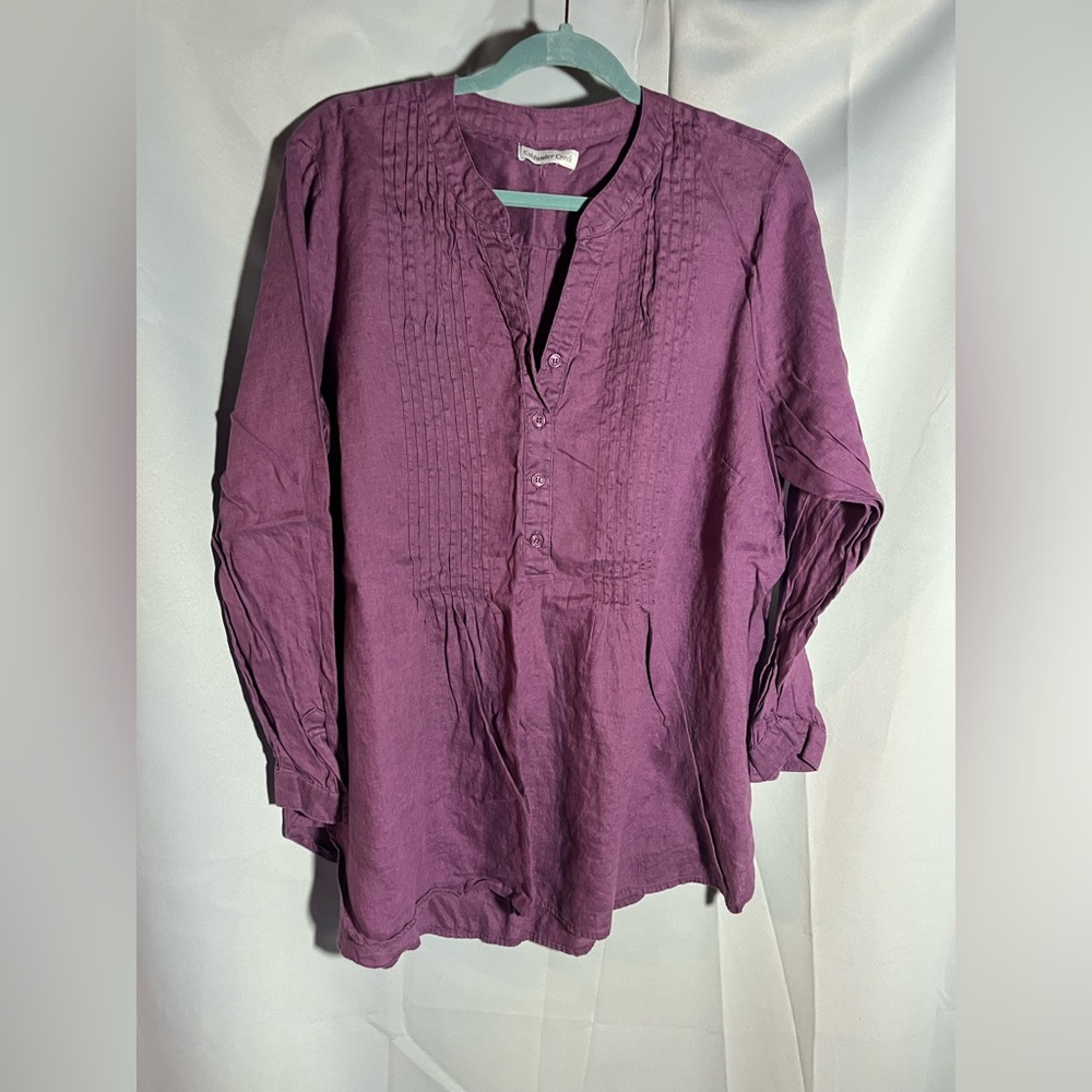 Coldwater Creek linen top - no size tag, but fits like 1X